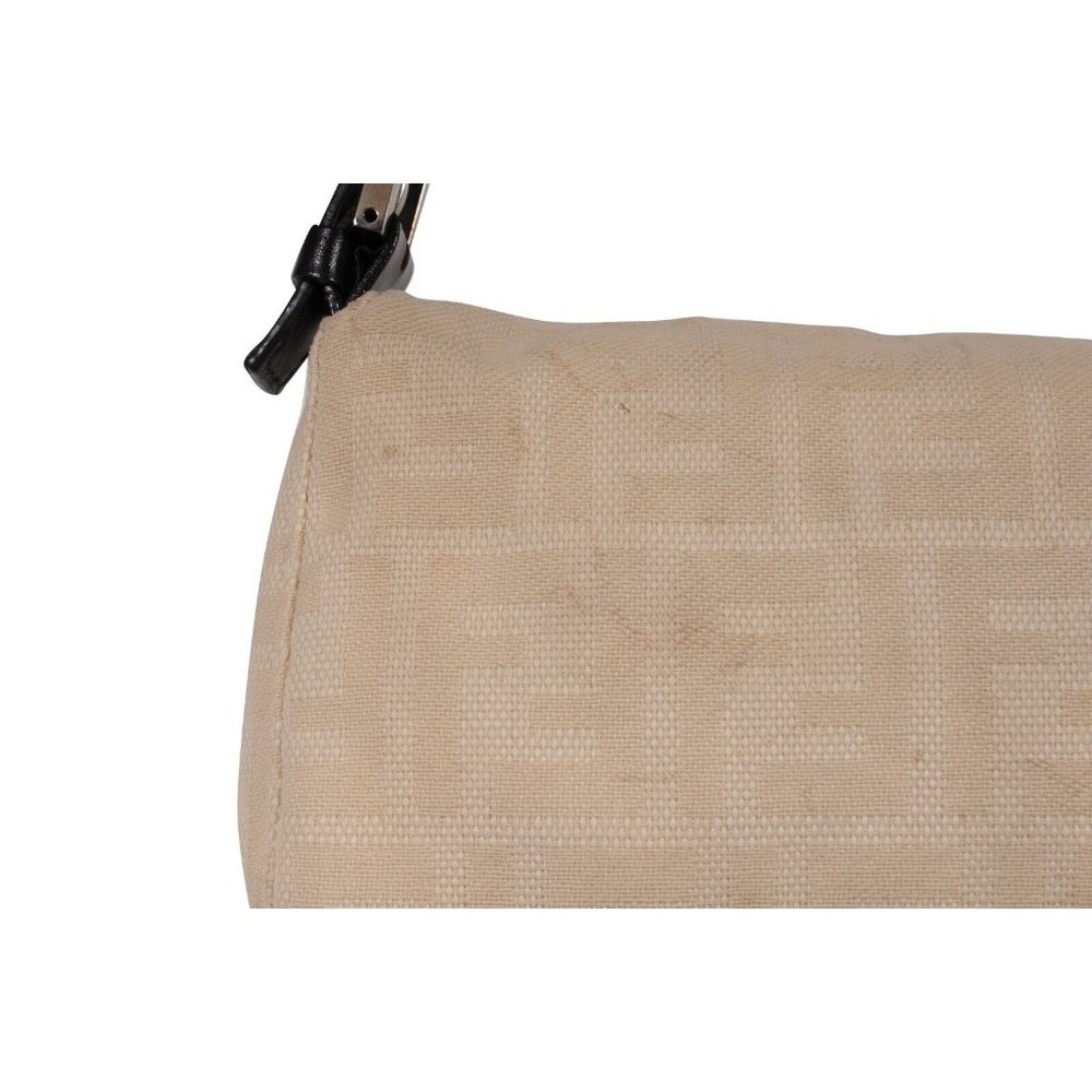 Fendi FF Logo Vintage Zucca Baguette Flap Shoulder Bag Tan Brown Leather Strap - Picture 13 of 16
